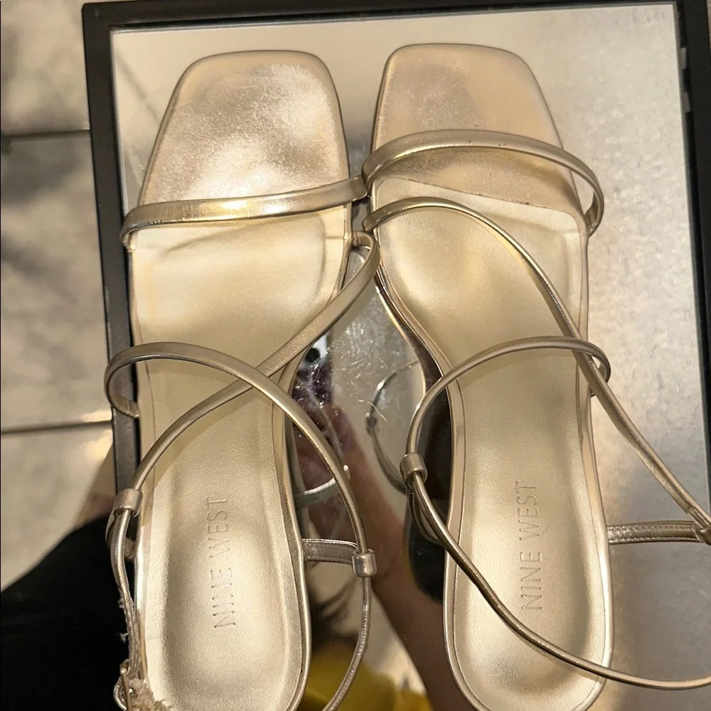 Nine West Metallic Gold Strappy Sandals - Picture 4 of 4